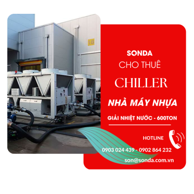 Cho thuê chiller giải nhiệt gió 600Ton -Tại Long An